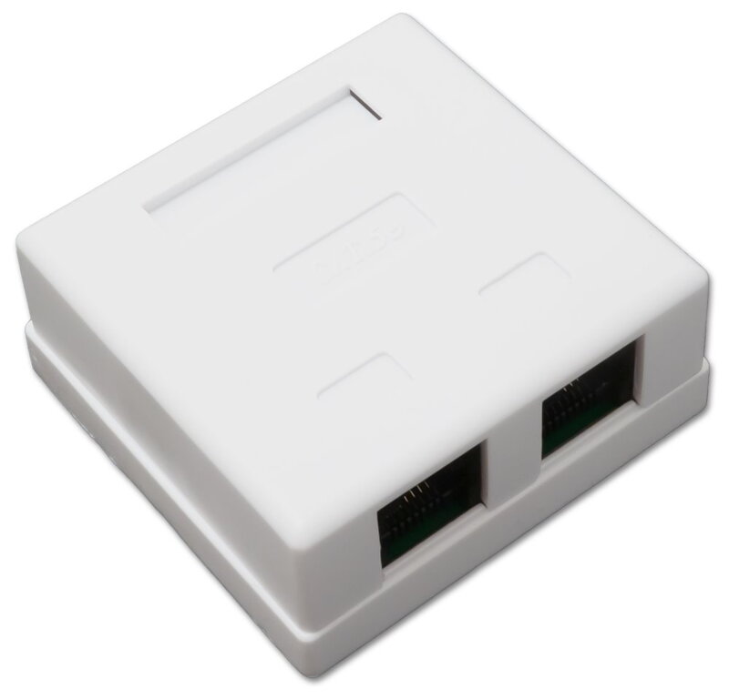 XtendLan Zásuvka 2x RJ-45, Cat5e, nestíněná, na zeď, spodní vývod, narážecí