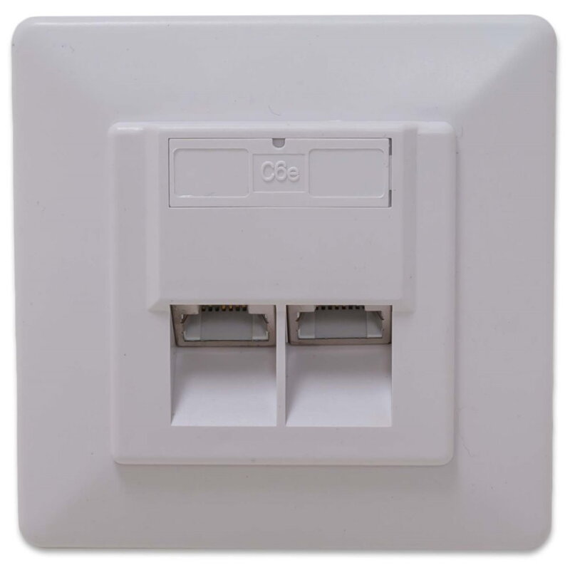 XtendLan Zásuvka 2x RJ-45, Cat6, stíněná, pod omítku, při užití krabičky i na zeď, šikmý vývod