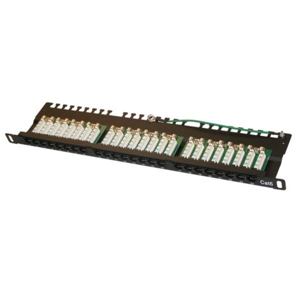 XtendLan Patch panel 19"/0,5U, 24 portů RJ-45, Cat6, černá barva, LSA