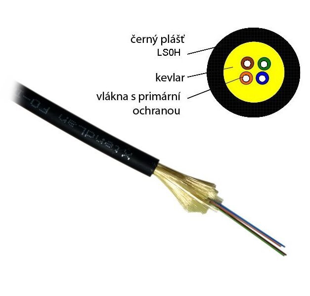 XtendLan FO kabel, 9/125, 4c, DROP, 3,6mm LS0H, černý, G.657A, 1000N, 2km cívka