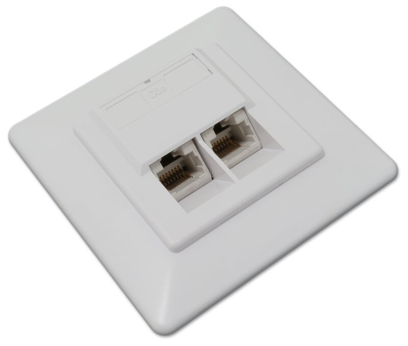 XtendLan Zásuvka 2x RJ-45, Cat6, nestíněná, pod omítku, při užití krabičky i na zeď, šikmý vývod