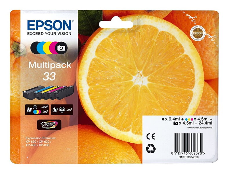 Epson inkoustové náplně - MULTIPACK/ C13T33374011/ 33 Claria Premium/ 5 barev