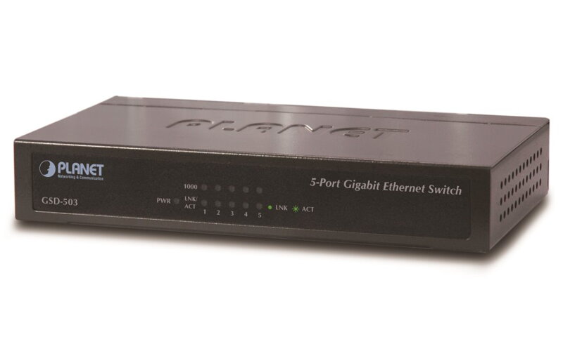 Planet GSD-503 switch 5x 10/100 / 1000Base-T, EuP, 802.3az, kov, fanless Planet GSD-503 switch 5x 10/100 / 1000Base-T, EuP, 802.3az, kov, fanless