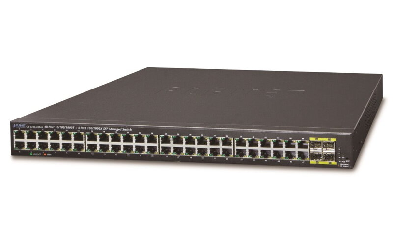 PLANET GS-4210-48T4S switch L2 / L4, 48x 1000Base-T, 4x SFP, Web / SNMPv3, VLAN, QoS, IPv6, fanless