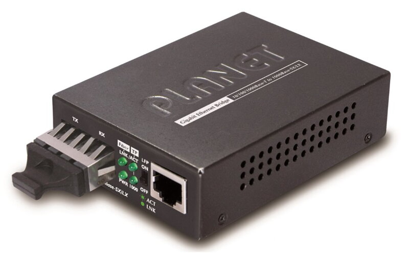 Planet GT-802S opto konvertor 10/100 / 1000Base-T - 1000Base-LX, SC, singlemode 10km