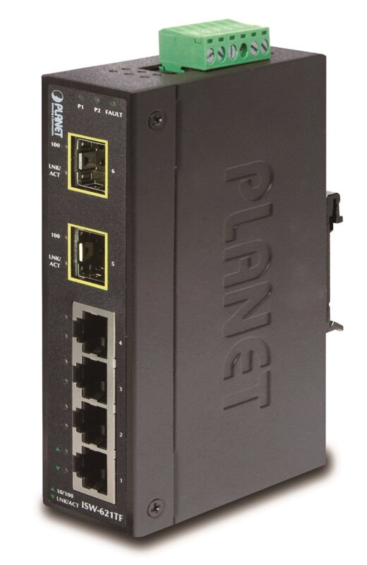 Planet ISW-621TF, 4x 10 / 100Base-TX + 2x 100FX SFP, DIN, IP30, -40 až 75 st.C Planet ISW-621TF, 4x 10 / 100Base-TX + 2x 100FX SFP, DIN, IP30, -40 až 75 st.C