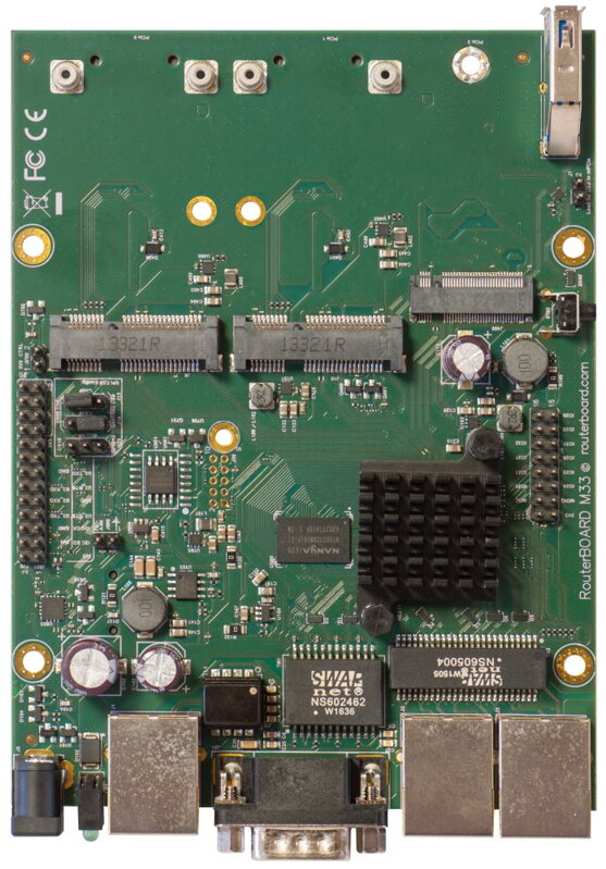 MikroTik RouterBOARD RBM33G 256MB RAM, 2x 880 MHz, 2x miniPCI-e, 1x M.2 slot, 2x SIM slot, 3x LAN, L4