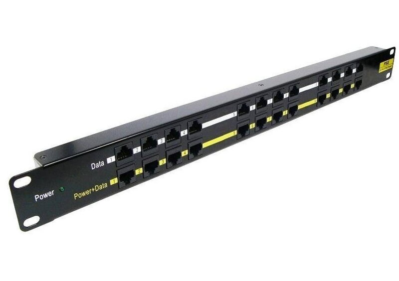 WAVERF POE Patch panel / UTP cat.5e 12p / 1U / Black (prevedenie 19 "rack)