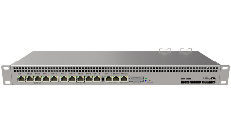 MikroTik RouterBOARD RB1100AHx4 Dude 64 GB SSD, 4x 1,4 GHz, 13x Gigabit LAN, Dual PSU, vr. L6