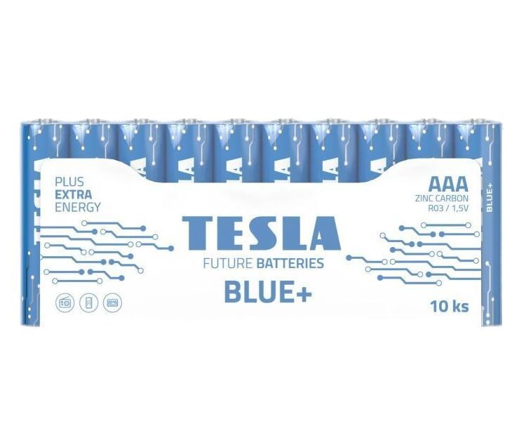 TESLA BLUE+ Zinc Carbon baterie AAA (R03, mikrotužková, fólie) 10 ks TESLA BLUE+ Zinc Carbon baterie AAA (R03, mikrotužková, fólie) 10 ks