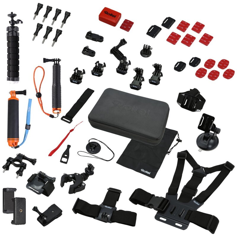 Rollei XL sada příslušenství pro outdoor/ 49ks pro kamery ROLLEI a GoPro Rollei XL sada příslušenství pro outdoor/ 49ks pro kamery ROLLEI a GoPro