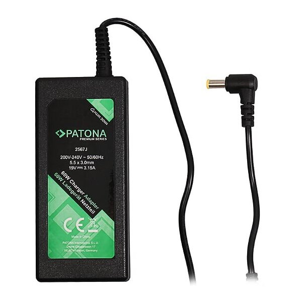 PATONA napájecí adaptér k ntb/ 19V/3,15A 60W/ konektor 5,5x3mm+pin/ SAMSUNG PREMIUM PATONA napájecí adaptér k ntb/ 19V/3,15A 60W/ konektor 5,5x3mm+pin/ SAMSUNG PREMIUM