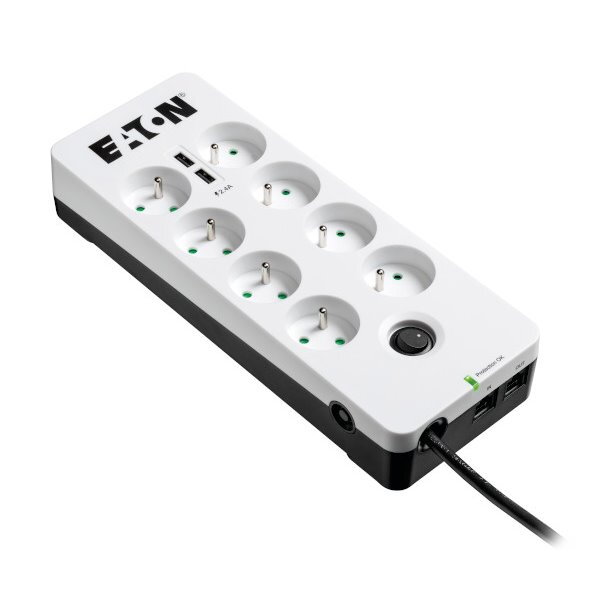 EATON přepěťová ochrana Protection Box 8 Tel@ USB FR, 8 zásuvek + 2x USB + telefon