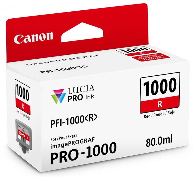 Canon inkoustová náplň PFI-1000 (červená, 80ml) pro Canon imagePROGRAF PRO-1000 Canon inkoustová náplň PFI-1000 (červená, 80ml) pro Canon imagePROGRAF PRO-1000