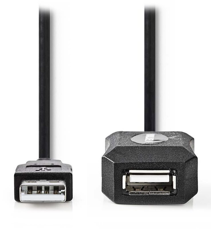 NEDIS prodlužovací aktivní kabel USB 2.0/ zástrčka A - zásuvka A/ černý/ 5m