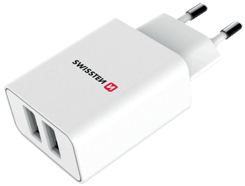 Swissten Síťový Adaptér Smart Ic 2X Usb 2,1A Power + Datový Kabel Usb / Lightning 1,2 M Bílý