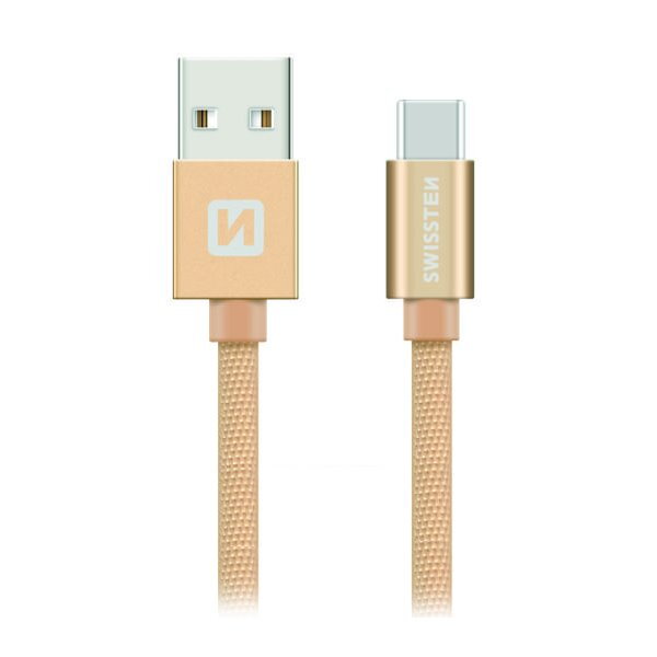 Swissten Datový Kabel Textile Usb / Usb-C 1,2 M Zlatý