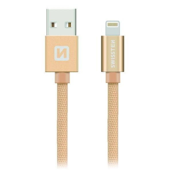 Swissten Datový Kabel Textile Usb / Lightning 2,0 M Zlatý Swissten Datový Kabel Textile Usb / Lightning 2,0 M Zlatý