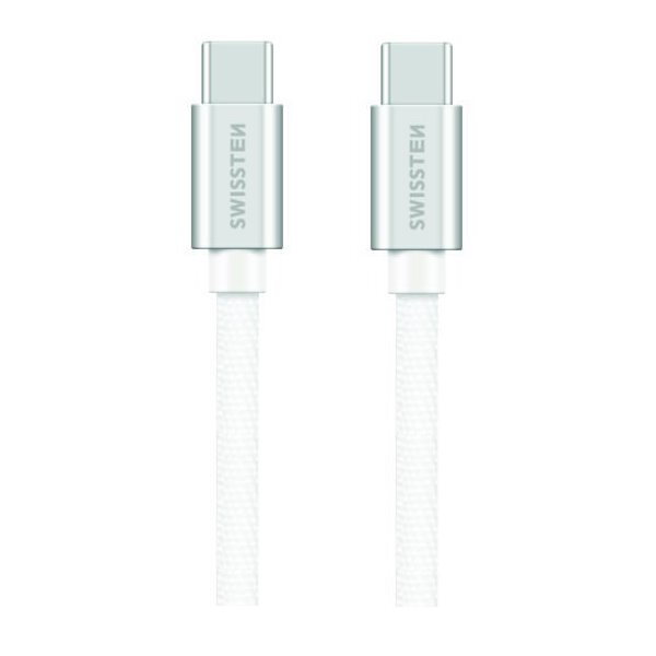 Swissten Datový Kabel Textile USB-C / USB-C 1,2 M Stříbrný