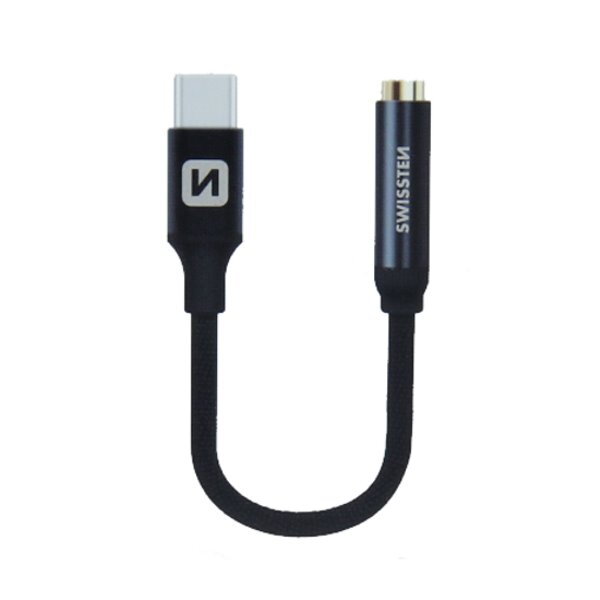 Swissten Audio Adaptér Textile Usb-C/Jack (Samice) 0,15 M Černý Swissten Audio Adaptér Textile Usb-C/Jack (Samice) 0,15 M Černý