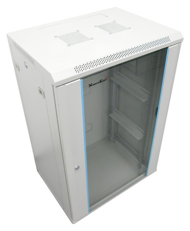 XtendLan 18U/600x450, na zeď, jednodílný, skleněné dveře, šedý XtendLan 18U/600x450, na zeď, jednodílný, skleněné dveře, šedý