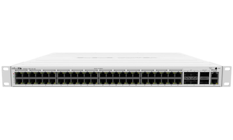 MikroTik CRS354-48P-4S + 2Q + RM 650MHz CPU, 64MB, 48x Gbps PoE LAN, 4x 10 Gbps SFP +, 2x 40 Gbps QSFP +, 1x PSU, 1U, L5