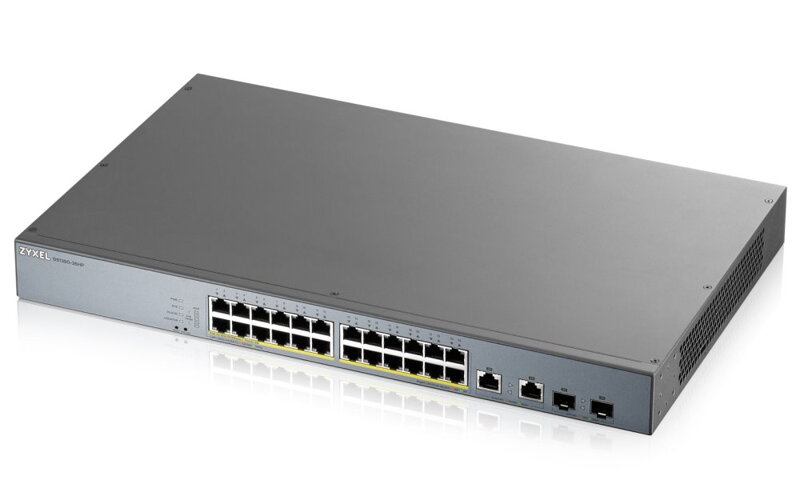 Zyxel GS1350-26HP 26 Port smart managed CCTV PoE switch, long range, 375W, 24x GbE, 2x combo RJ45 / SFP