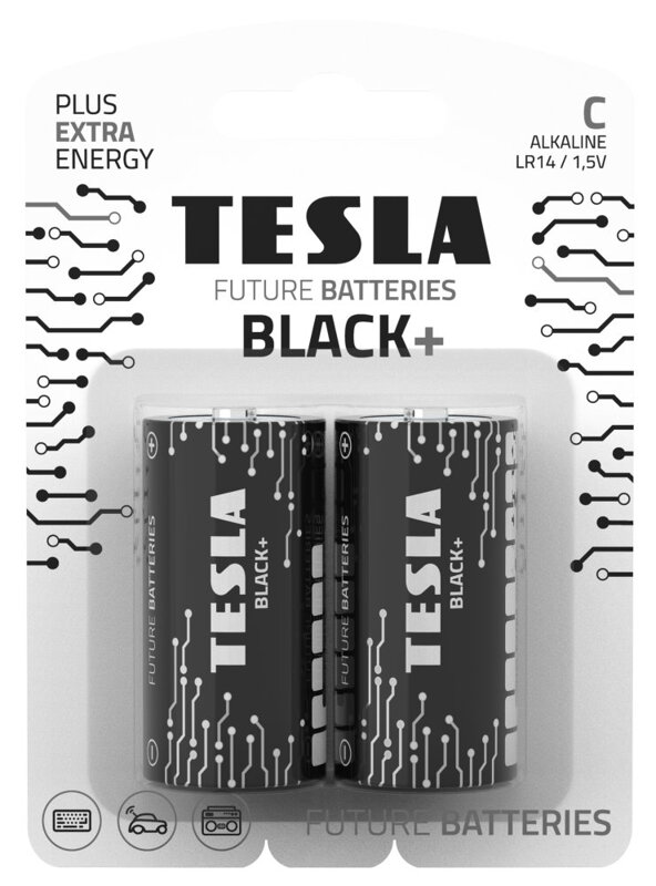 TESLA BLACK+ alkalická baterie C (LR14, malý monočlánek, blister) 2 ks