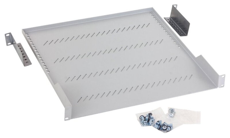 Triton Polička s perforáciou 1U / 450mm, max.nosnost 40kg, šedá Triton Polička s perforáciou 1U / 450mm, max.nosnost 40kg, šedá