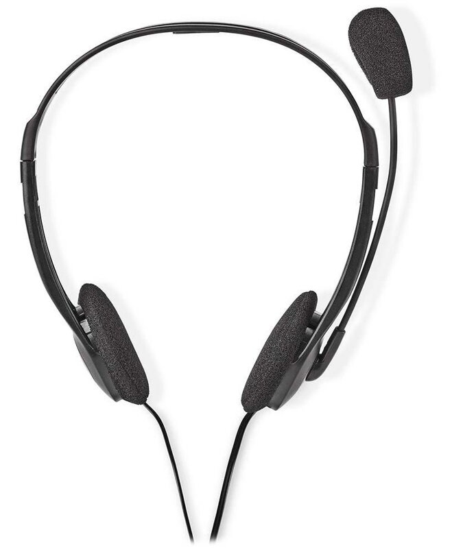 NEDIS headset CHST100BK/ drátová sluchátka + mikrofon/ 2x 3,5 mm jack/ kabel 2 m/ černý