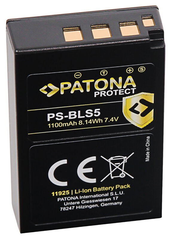 PATONA baterie pro foto Olympus BLS5 1100mAh Li-Ion Protect