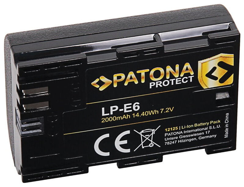 PATONA baterie pro foto Canon LP-E6 2000mAh Li-Ion Protect PATONA baterie pro foto Canon LP-E6 2000mAh Li-Ion Protect