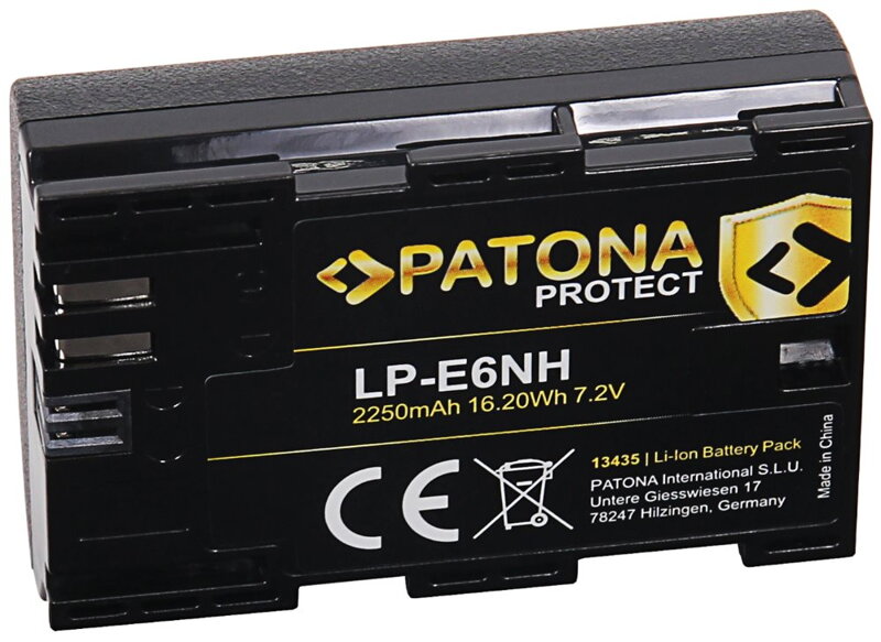 PATONA baterie pro foto Canon LP-E6NH 2250mAh Li-Ion Protect EOS R5/R6 PATONA baterie pro foto Canon LP-E6NH 2250mAh Li-Ion Protect EOS R5/R6