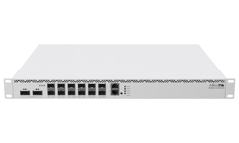 Mikrotik CloudCoreRouter CCR2216-1G-12XS-2XQ, 16x 2000MHz CPU, 16 GB RAM, 1x Gbit LAN, 12x SFP28, 2x QSFP28,  2x PSU, L6