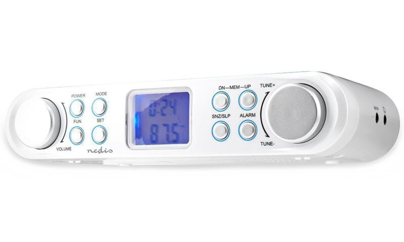 NEDIS kuchyňské rádio/ FM/ síťové napájení/ digitální/ 1,5 W/ budík/ výstup pro sluchátka/ bílo-stříbrné NEDIS kuchyňské rádio/ FM/ síťové napájení/ digitální/ 1,5 W/ budík/ výstup pro sluchátka/ bílo-stříbrné