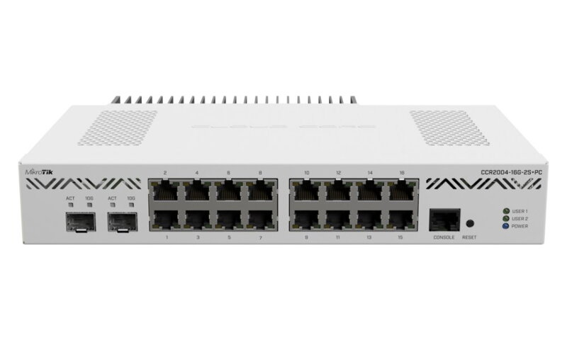 Mikrotik CloudCoreRouter CCR2004-16G-2S+PC, 4x 1200MHz CPU, 4GB RAM, 16x Gbit LAN, 2x SFP+, L6 Mikrotik CloudCoreRouter CCR2004-16G-2S+PC, 4x 1200MHz CPU, 4GB RAM, 16x Gbit LAN, 2x SFP+, L6