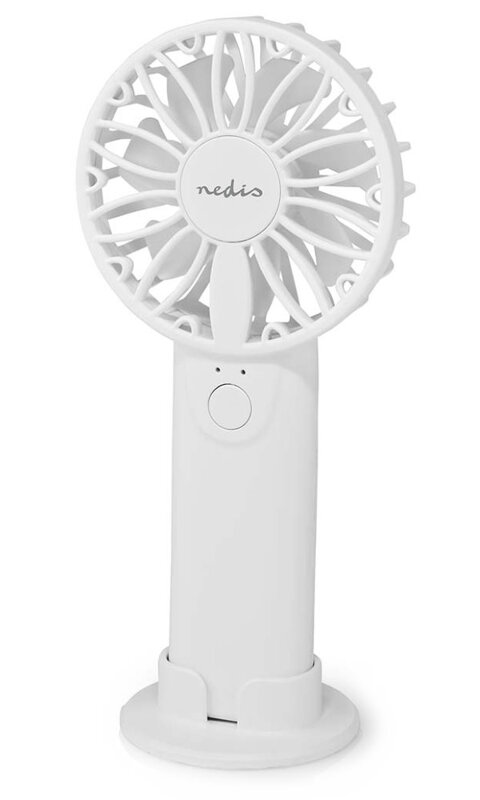 NEDIS ručný ventilátor/ priemer 6 cm/ výkon 0,9 W/ 2 rýchlosti/ plast/ biely