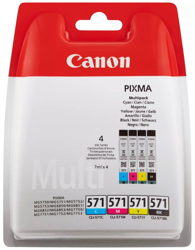 Canon multipack inkoustových náplní CLI-571 C/M/Y/BK MULTI BL Canon multipack inkoustových náplní CLI-571 C/M/Y/BK MULTI BL
