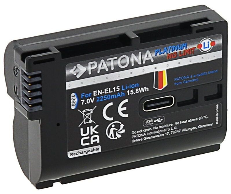 PATONA baterie pro foto Nikon EN-EL15C 2250mAh Li-Ion Platinum USB-C nabíjení PATONA baterie pro foto Nikon EN-EL15C 2250mAh Li-Ion Platinum USB-C nabíjení