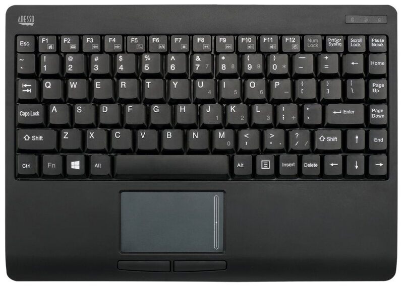 Adesso WKB-4110UB/ bezdrôtová klávesnica 2,4GHz/ mini/ touchpad/ USB/ čierná/ US layout