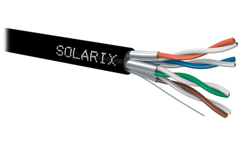 Solarix Kabel STP drát CAT6A STP PE Fca 500m/cívka SXKD-6A-STP-PE