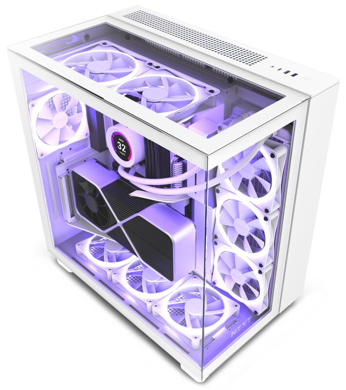 NZXT skříň H9 Elite dvoukomorová ATX / 3xRGB 120 mm / 1x 120mm fan / prosklená / RGB&fan controler / bílá