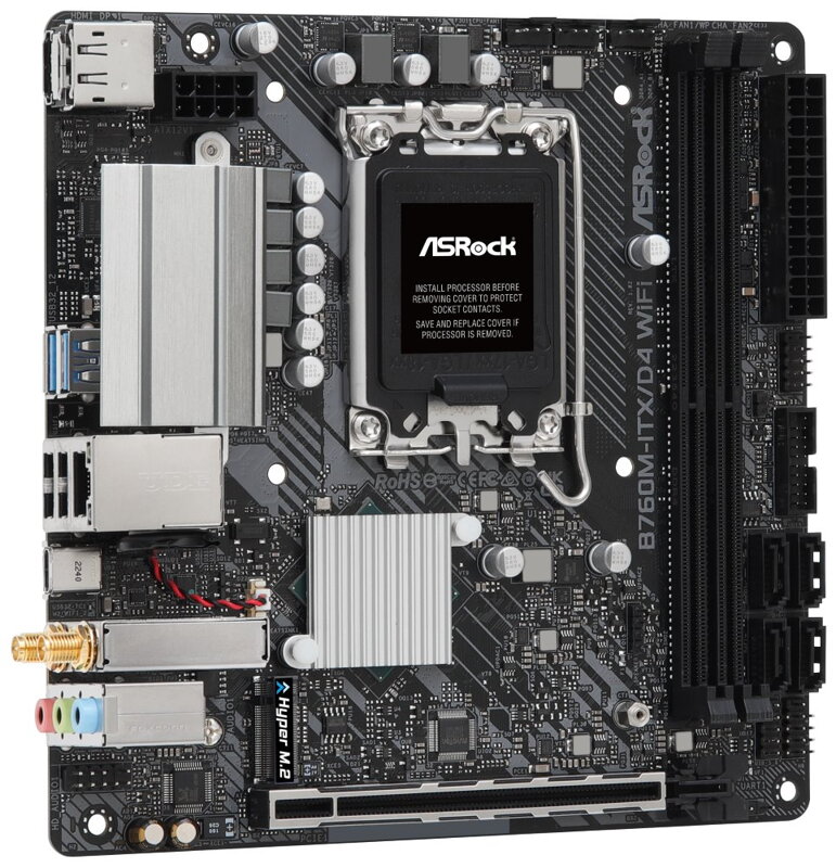 ASRock B760M-ITX/D4 WIFI / Intel B760 / LGA1700 / 2x DDR4 / 1x M.2 / HDMI / DP / USB-C / WiFi / Mini-ITX ASRock B760M-ITX/D4 WIFI / Intel B760 / LGA1700 / 2x DDR4 / 1x M.2 / HDMI / DP / USB-C / WiFi / Mini-ITX