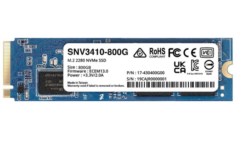 Synology SNV3410-800G SSD M.2 NVMe 2280 800GB Synology SNV3410-800G SSD M.2 NVMe 2280 800GB