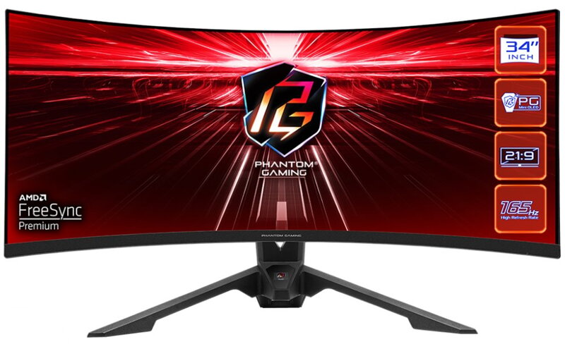 Asrock monitor PG34WQ15R3A prohnutý 34"/VA/3440x1440/165Hz/550cd/m2/1ms/DP/2x HDMI/výšk.nast./wifi ant./PGmini OLED Asrock monitor PG34WQ15R3A prohnutý 34"/VA/3440x1440/165Hz/550cd/m2/1ms/DP/2x HDMI/výšk.nast./wifi ant./PGmini OLED