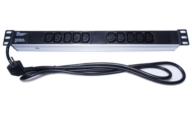 PremiumCord Panel napájecí do 19" racku 1U, 10xIEC (C13), 2m kabel