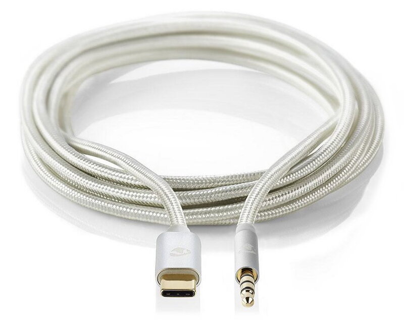 NEDIS PROFIGOLD USB-C/USB 2.0 adaptér/ USB-C zástrčka - 3,5 jack mm zástrčka/ nylon/ stříbrný/ BOX/ 1m NEDIS PROFIGOLD USB-C/USB 2.0 adaptér/ USB-C zástrčka - 3,5 jack mm zástrčka/ nylon/ stříbrný/ BOX/ 1m
