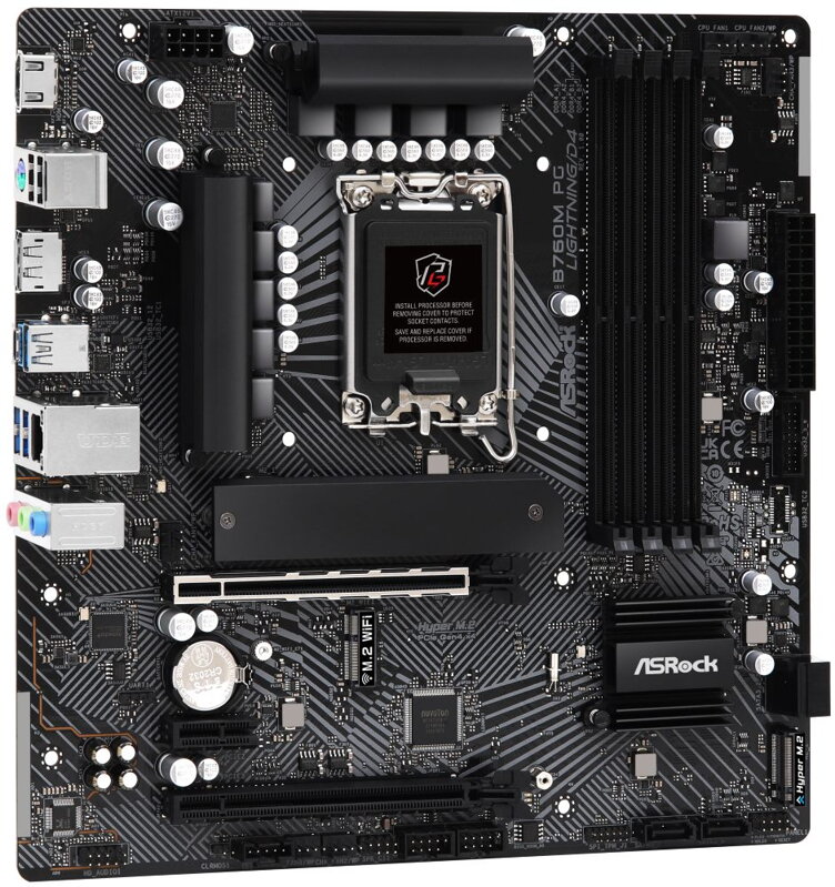 ASRock B760M Phantom Gaming Lightning/D4 / Intel B760 / LGA1700 / 4x DDR4 / 2x M.2 / HDMI / DP / USB-C / mATX ASRock B760M Phantom Gaming Lightning/D4 / Intel B760 / LGA1700 / 4x DDR4 / 2x M.2 / HDMI / DP / USB-C / mATX