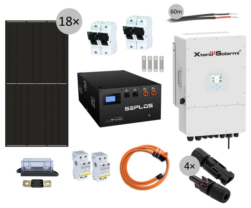 Xtend Solarmi HybridGrid HG8000M, 18x465Wp, 8kW hybridný menič, 14,3kWh LiFePO4