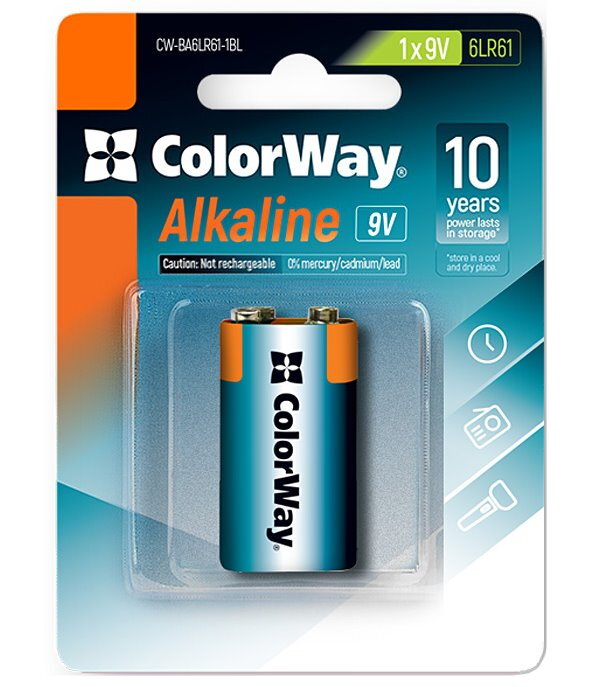 Colorway alkalická baterie 6LR61/ 9V/ 1ks v balení/ Blister Colorway alkalická baterie 6LR61/ 9V/ 1ks v balení/ Blister